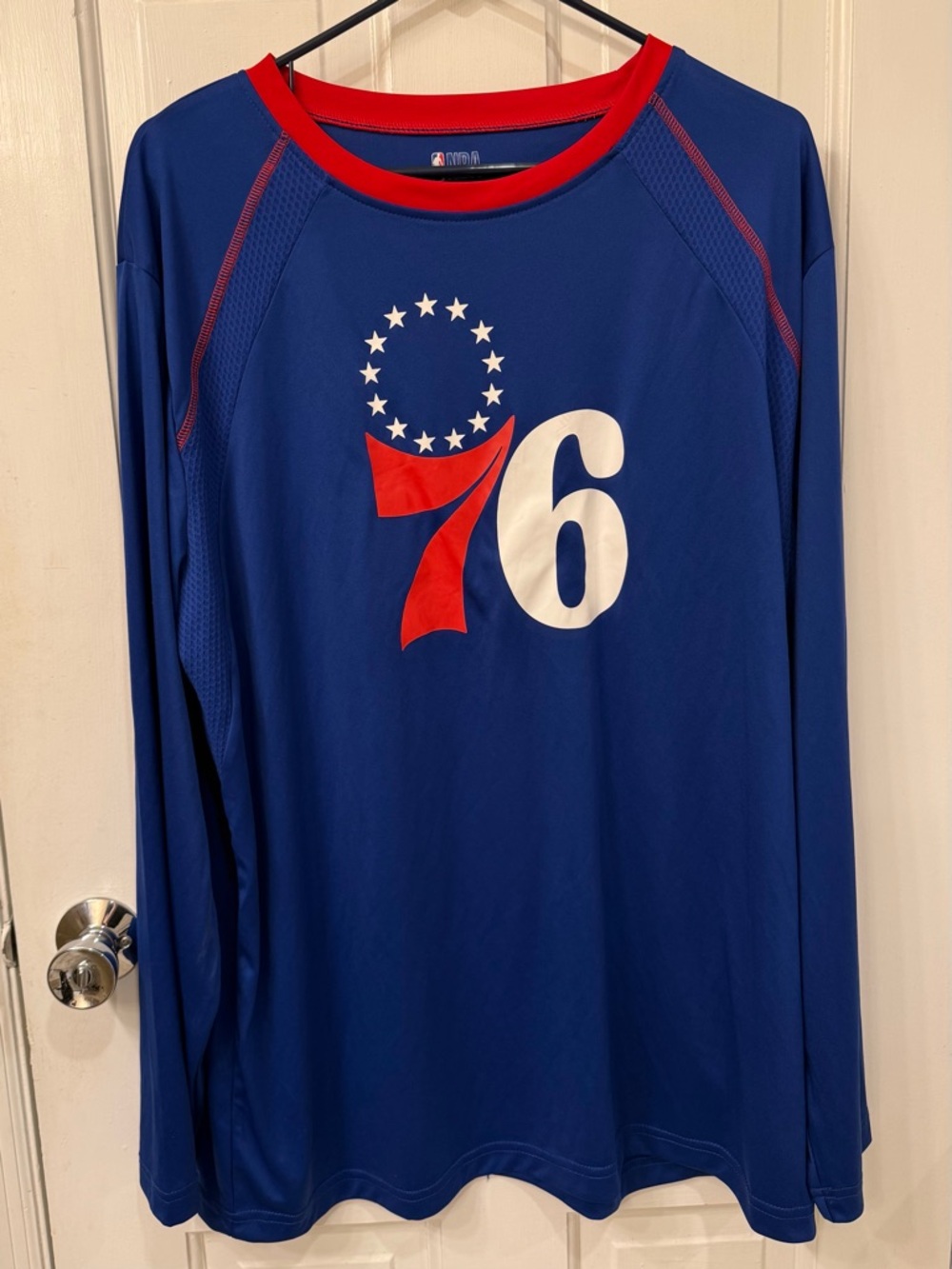 🏀 XL 76ers Long Sleeve NBA Shooting Shirt - Blue/Red/White 🏀